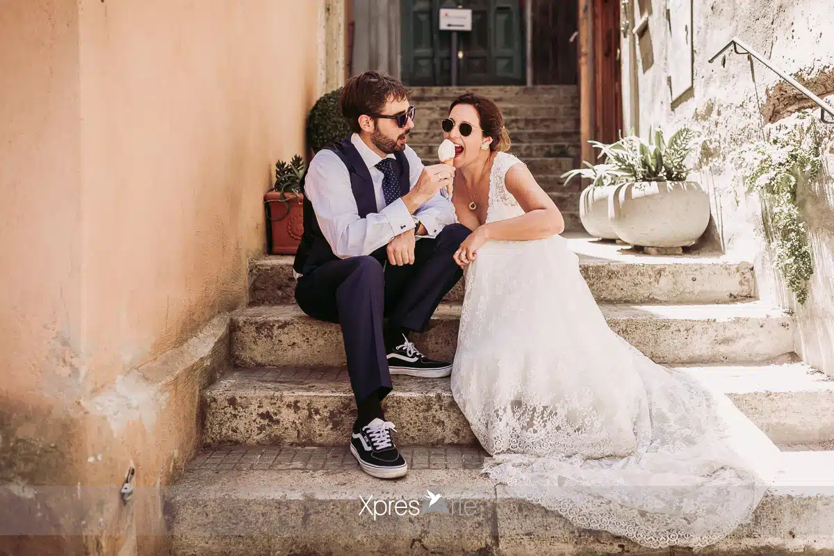 Fotos postboda en la geleteria del teatro de Roma